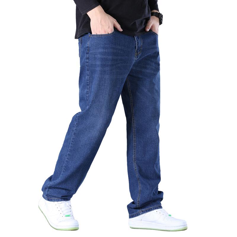 2024 Men's Plus Size Elastic Jeans: Loose, Big, Tall, Straight Leg, Slim Fit Pants for Spring and Autumn