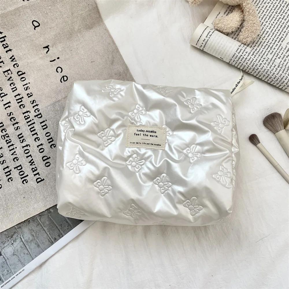 Многофункциональная сумка для хранения помады, корейская женская косметичка из искусственной кожи с бантом, набор туалетных принадлежностей, косметичка с карманом