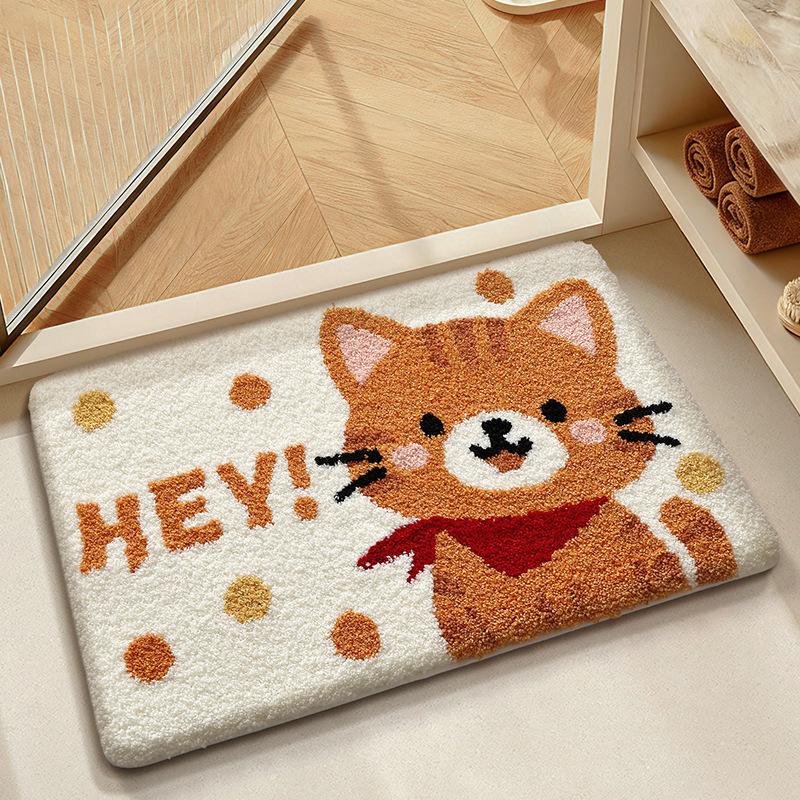 Absorbent Bathroom Rug Non Slip Quick Drying Flannel Floor Mat Anti-Skid Bath Carpet for Home Toilet Bathtub Shower Accessories