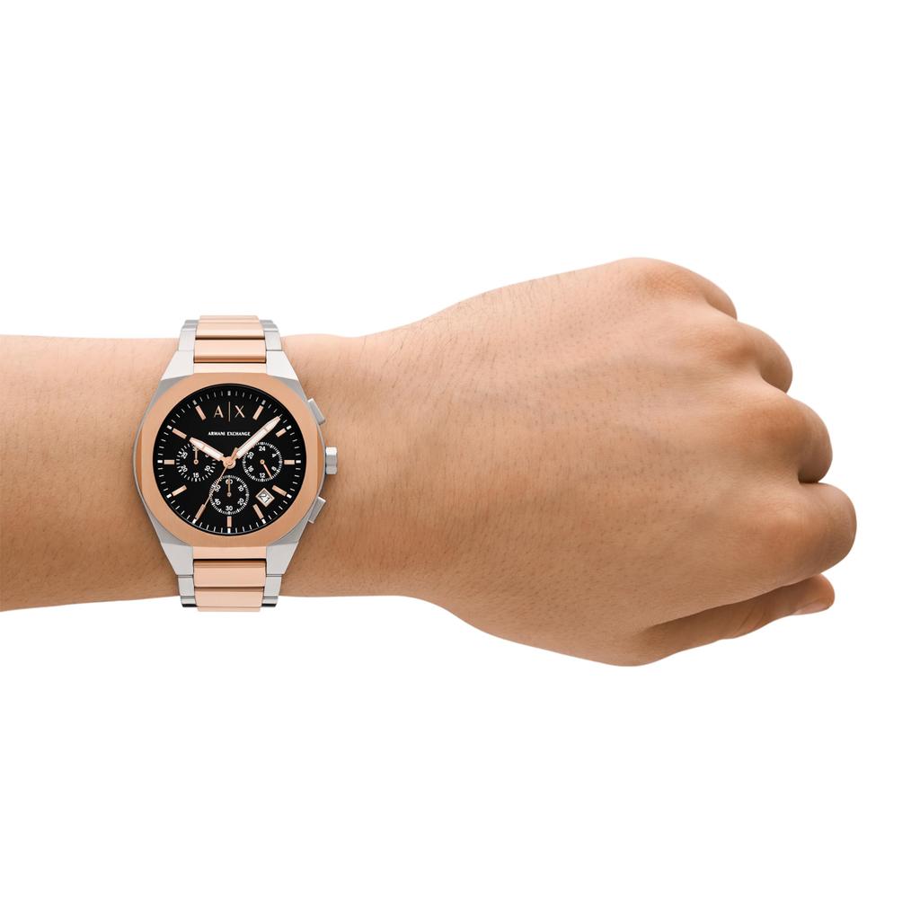 [AX Armani Exchange] Часы NA AX4181 мужские, серебро и розовое золото