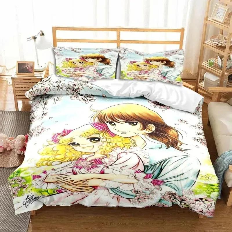 3D Print Manga Candy Cute Cartoon Bedding Set Double Twin King Duvet Cover Comforter Pillowcase Boys Girls Adults Bedroom