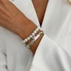 Silver Heart Pendant Bracelets Beaded Metal Hand Chain Vintage Imitation Pearl Bracelets  Gifts