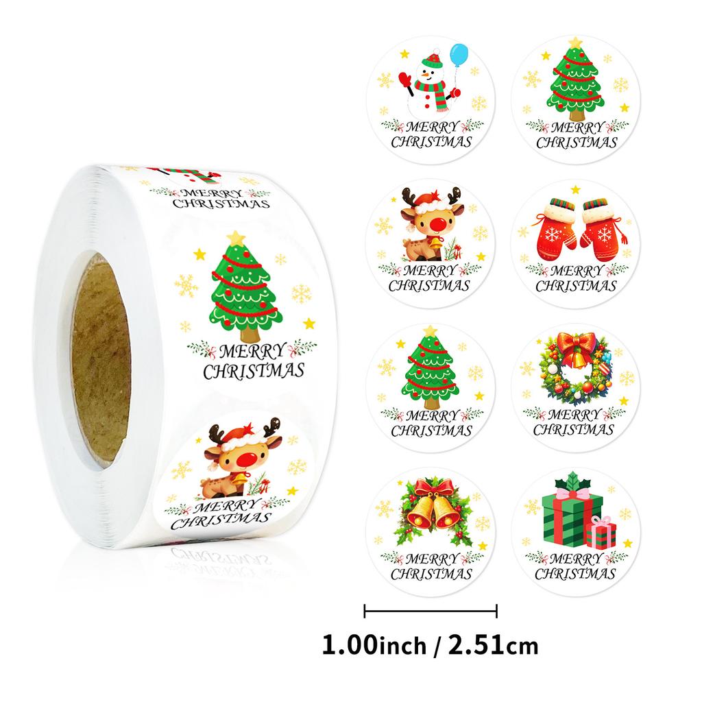 500 Листов/Рулон Рождественские Наклейки в Рулоне 8 Узоров Циркуляция Детский Блокнот Точечные Наклейки Запечатывающие Наклейки