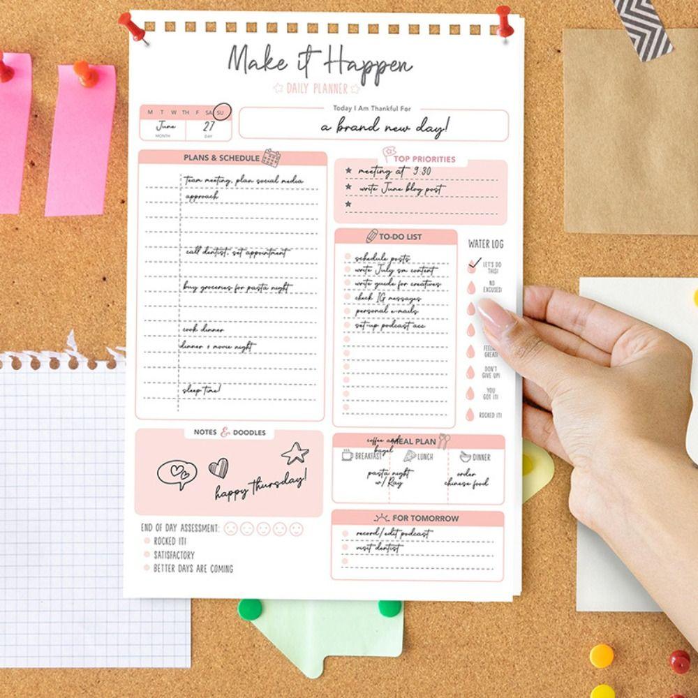 Portable To Do List Notepad Easy Tear-off A5 Agenda Planner Schedule Writing Pads Office Supplies