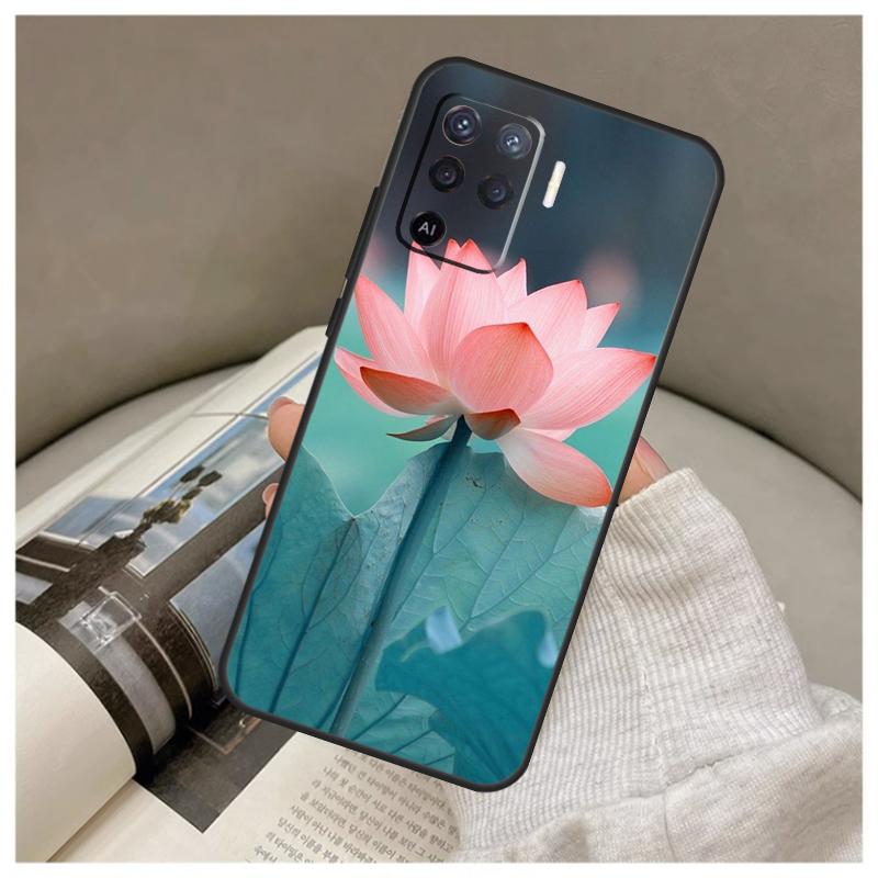 Summer Lotus Case For Oppo A5 Pro A38 A58 A78 A98 A54 A74 A94 A18 A57 A17 A77 A80 A60 A40 A96 A76 A16 A15