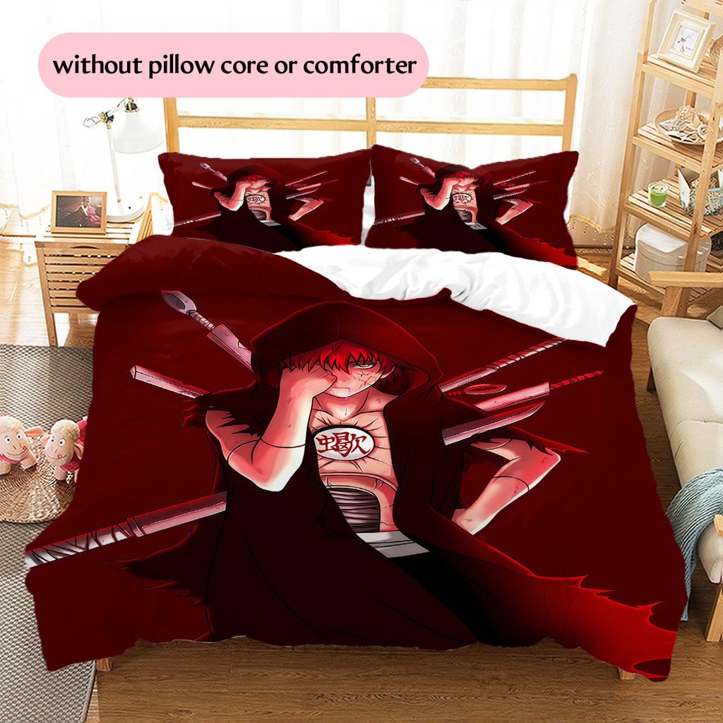 Sasori Akatsuki Robe Pattern Bedding Quilt Set Home Decoration Gift (1 * duvet cover + 2 * pillowcase without core)