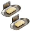 2Pcs Punch-Free Wall-mounted Soap Dish Aluminum Soap Storage Tray Soap Dish Holder  Kitchen