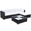 42740 vidaXL Garden Lounge Set 5 Pcs with Cushions Woven Resin Black