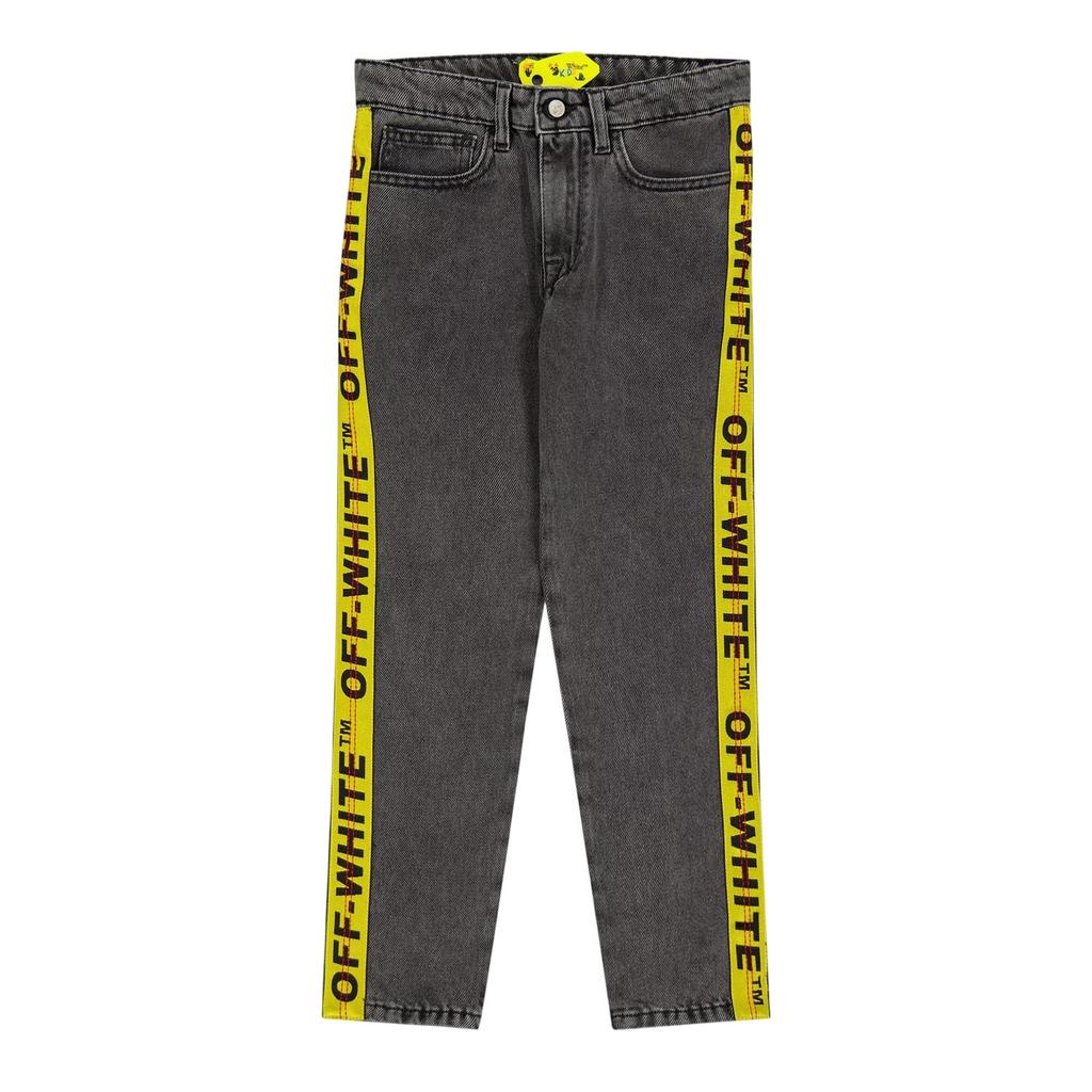 Off White Childrens/Kids Washed Denim Logo 5 Pockets Straight Jeans