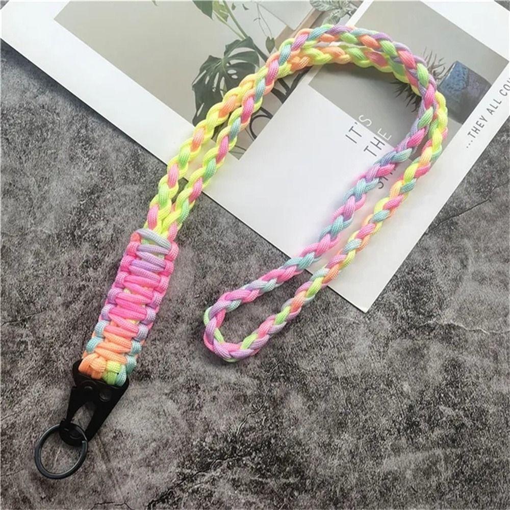Metal Clip Paracord Neck Lanyard Parachute Rope Umbrella Rope Keychain  Mountaineering