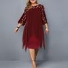 Модное кружевное пэчворк нестандартное свободное шифоновое платье для женщин, однотонное летнее платье больших размеров, женское элегантное повседневное платье с рукавом три четверти 25945