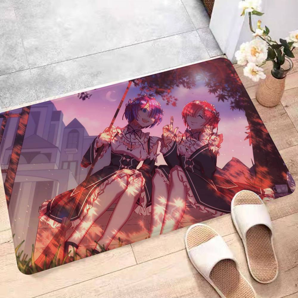 Аниме RE ZERO Кухонный коврик Детская комната Спальня Декорация Балкон Противоскользящий Придверный коврик Гостиная Альфомбра