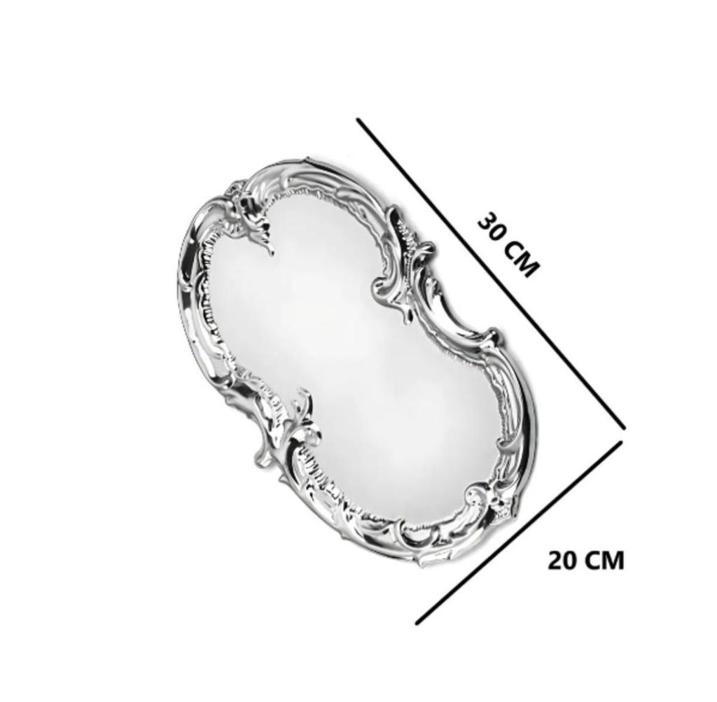 Stainless Steel Silver Artnova 1 Piece Serving Tray Embroidered Lace Pattern Artnova Presentation 30 Cm