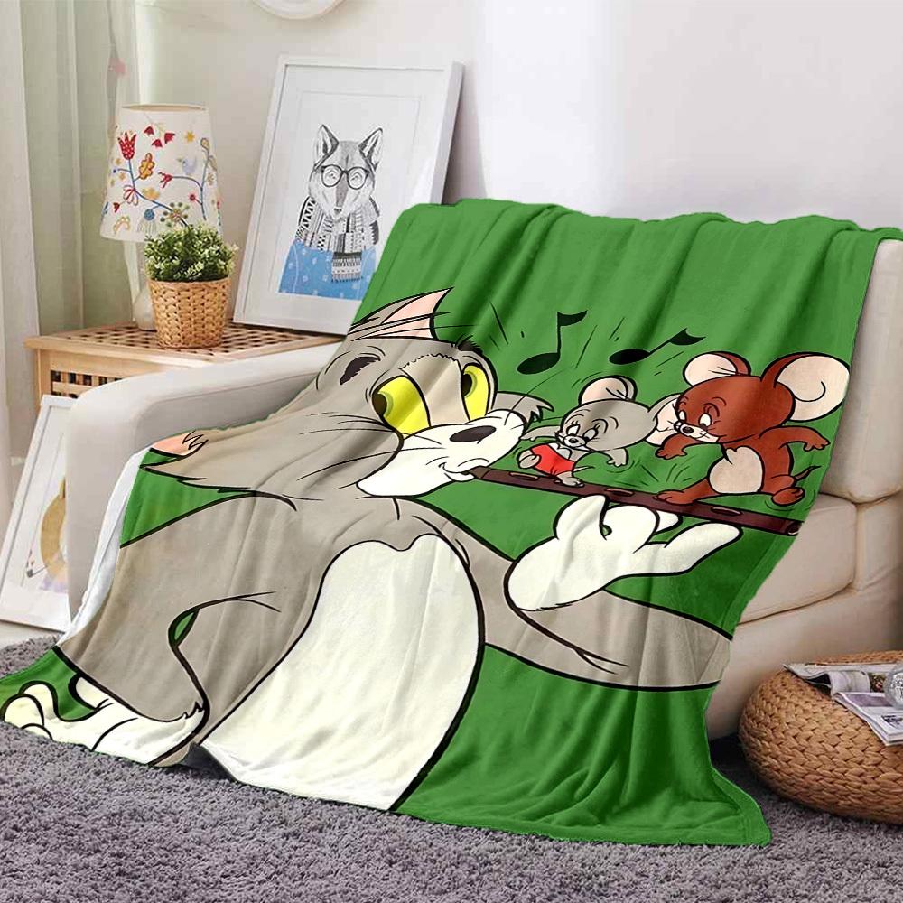 1pc Tom and Jerry Flannel Blanket Soft Warm Throw for Home, Office, Travel, All-Season Cozy Bedding GiftL1103