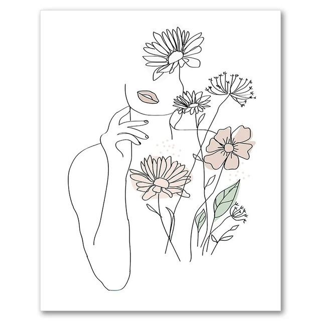 1 шт. настенное украшение постер спальня декор для комнаты абстрактные простые украшения для дома линии лицо холст картины постеры картинки без рамки