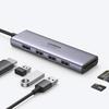 Ugreen 6-in-1 USB-C Hub: Triple USB 3.2 Ports, 4K HDMI, SD/TF Card Reader - Grey (Model CM511)