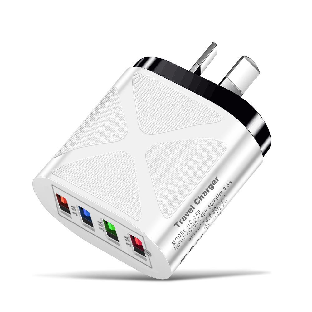 New Multi-Port Travel Charger 4 USB 5V/2.4A, Fast Charging with AU/EU/UK/US Plugs