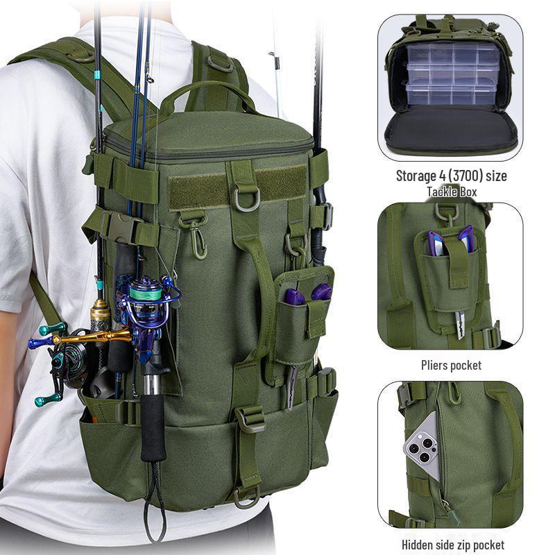 Multifunctional Large Capacity Outdoor Backpack for Hiking & Fishing with Sea Rod Holder
