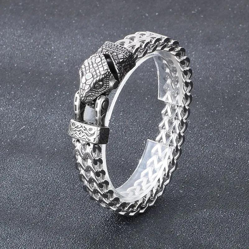 Змея Натал Украшения Нордический Викинг Голова Змеи Цепочка с Лицевой и Обратной Стороной Мужской Браслет в Подарок Друзьям