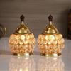 Set of 2 Golden Brass and Crystal Akhand Diya for Puja - Diya for Diwali, Navratri - Brass Diya for Pooja Room, Home Temple Decor