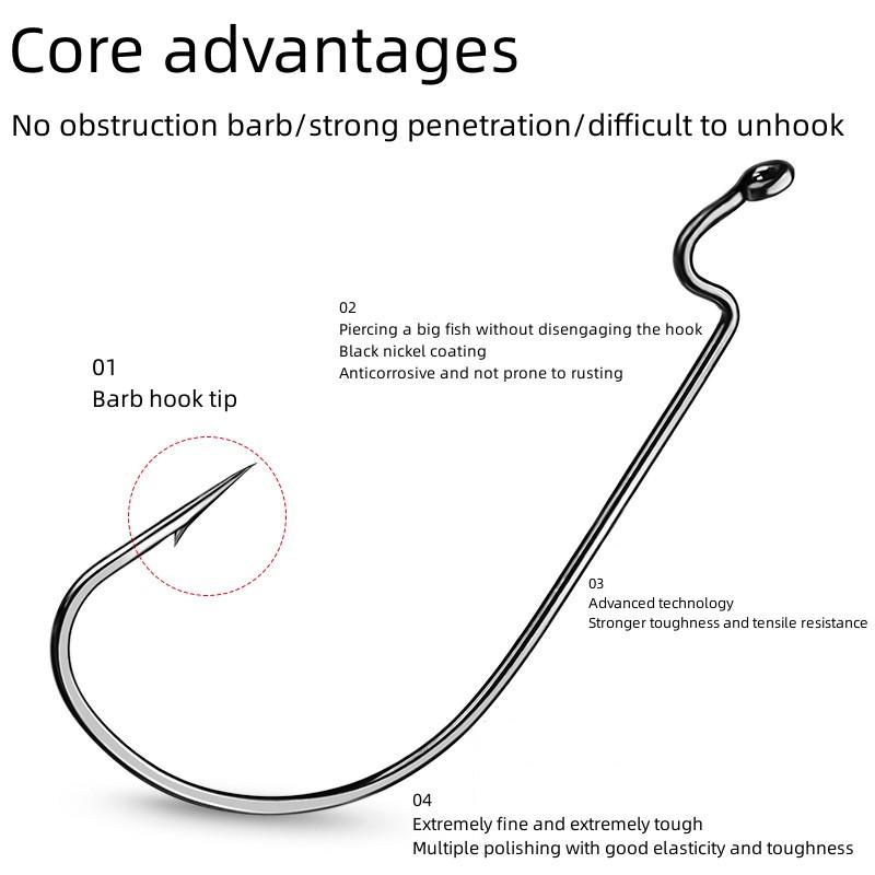 Усовершенствованный крючок с широким животом, 10 шт./пакет, тонкий рыболовный крючок для мягкой наживки, набор мягких крючков для насекомых Texas Fishing Group