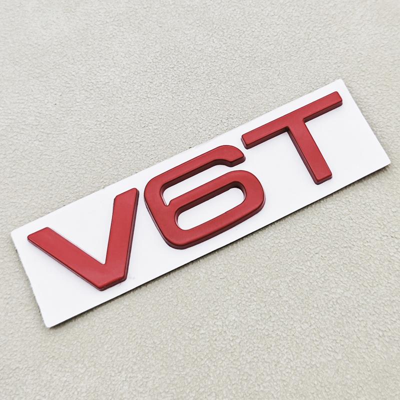 3D Metal Logo V6T V8T Letters Sticker Car Fender Side Badge Emblem For Audi A6 A7 A8 S4 S5 S6 SQ5 S RS Auto Styling Accessories