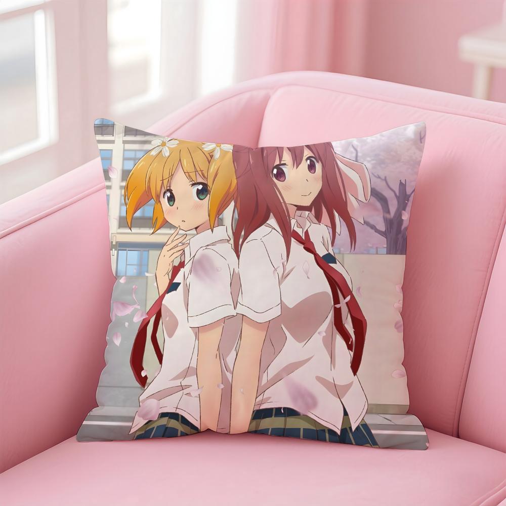 Подушка T-Trick Sakura Trick Подушка для аниме Юри Наволочка из льна Мягкий декор для дивана Домашней комнаты