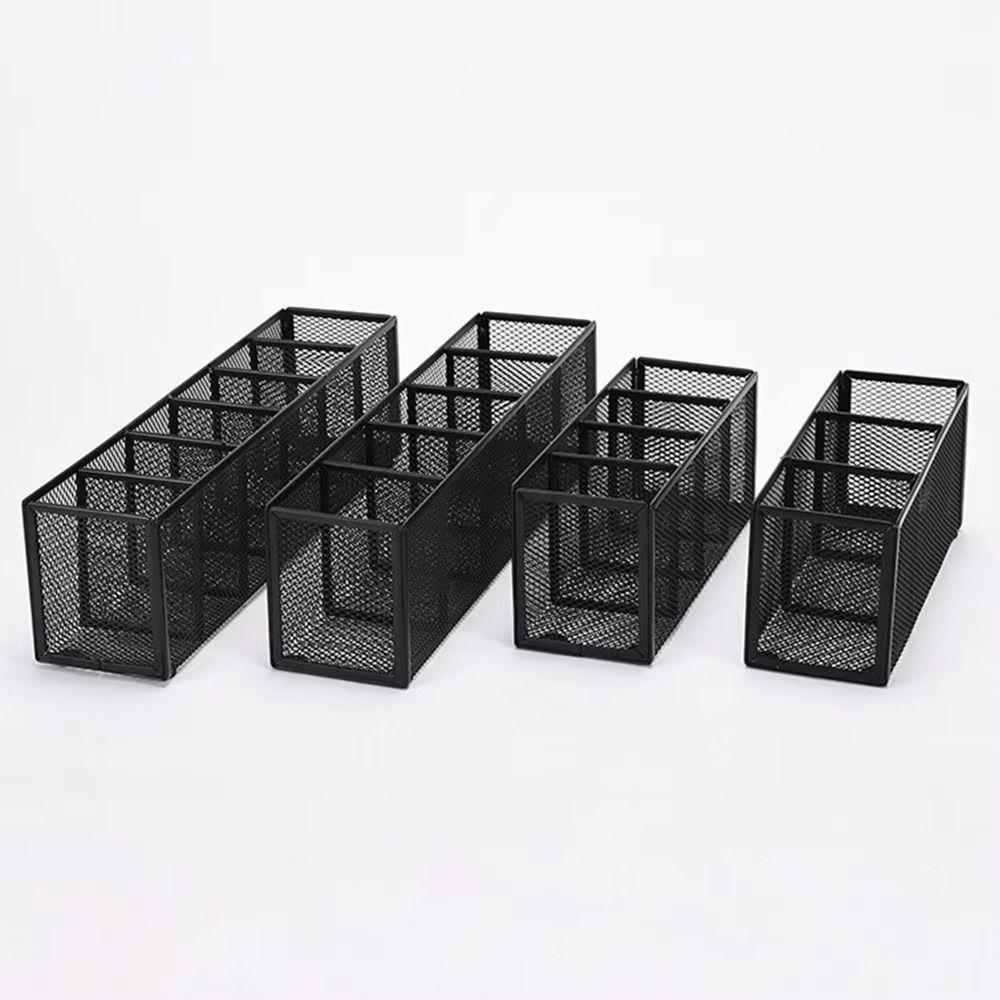 Metal Mesh Desk Organizer 3/4/5/6 Grids Pencil Holder Pen Storage Box  Cosmetics Brush Storage