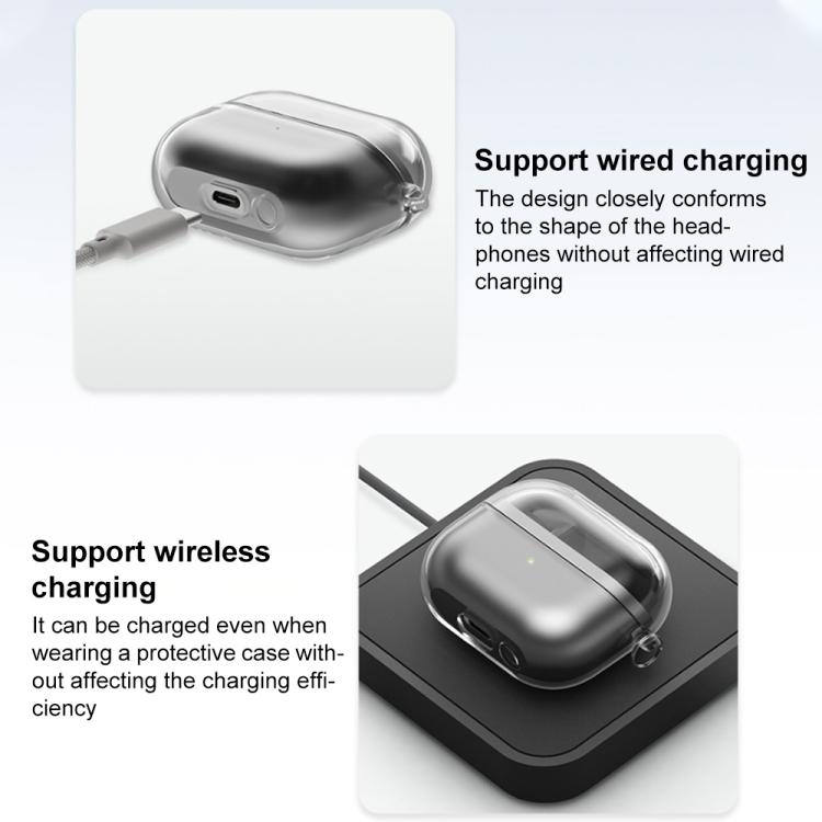 XDcase Transparent TPU Earbud Protective Case with Silver Metal Hook, Anti‑Yellowing Shockproof Earphone Cover