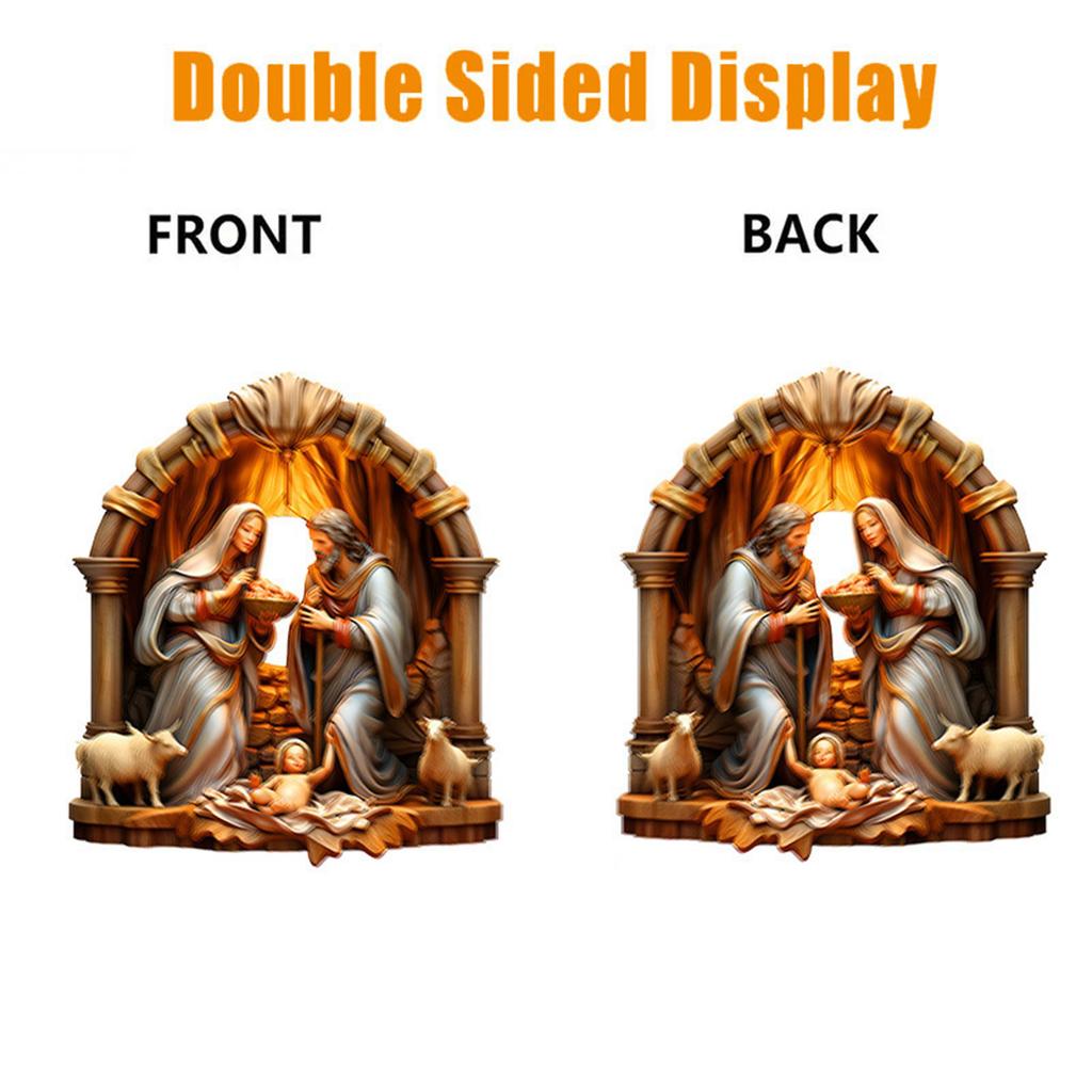 Set Of 2 Nativity Scene Pendant Acrylic Hanging Ornamentation 0.4cm Thickness For Living Room Bedroom Decoration