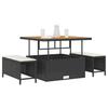 Garden Dining Set Black Poly Rattan