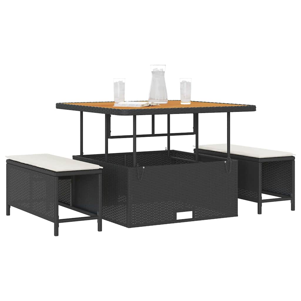 Garden Dining Set Black Poly Rattan