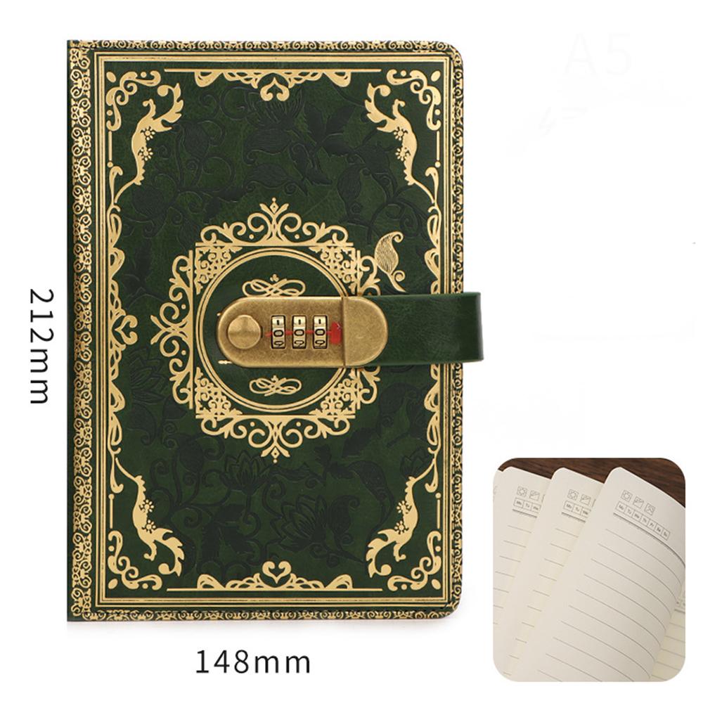 New A5 Retro Password Notebook With Lock Diary Book Student Notebook Vintage Notebook Sub-Password Lock Notebook Supplies