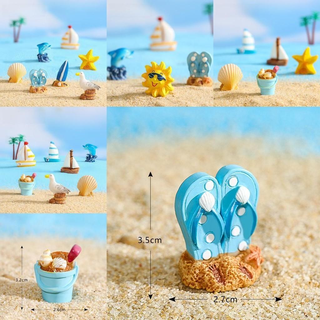 Charming Resin Surfboard Sailboat Seagull Seashell Beach Decor Miniatures Modern