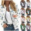 Women's Fashionable Casual Long Sleeve Floral/Leaf Print Round Neck Zipper Jacket