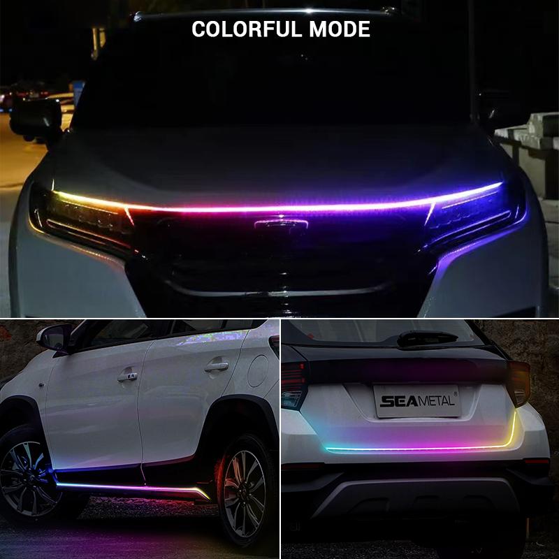 SEAMETAL Светодиодная лента на капот автомобиля, сквозная, модифицированная, передняя фара, гибкая декоративная лампа, автомобильные дневные ходовые огни