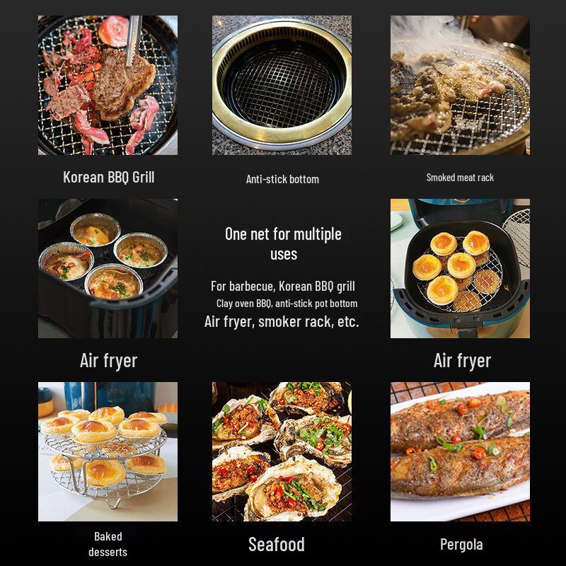 ZISIZ Round BBQ Grill Net with Legs