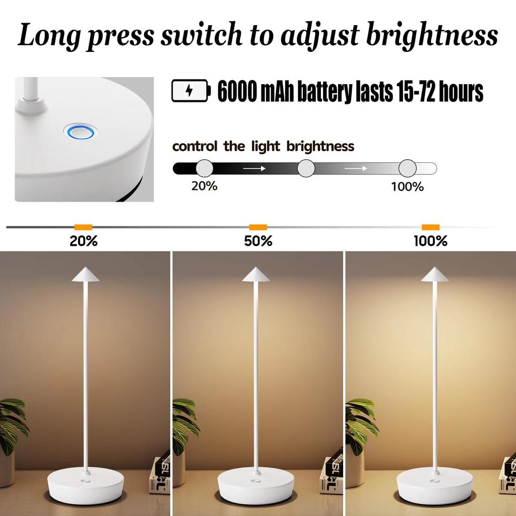 Перезаряжаемая настольная светодиодная лампа Креативная обеденная сенсорная ночная настольная лампа для ресторана, отеля, бара 3 цветовые температуры, плавная регулировка яркости