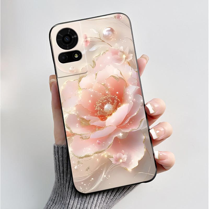 For TCL 50 LE K23 K24 Case Back Cover Luxury Butterfly Flowers Black Shockproof Soft Silicone Bumper Phone Casing TCL 50LE Coque