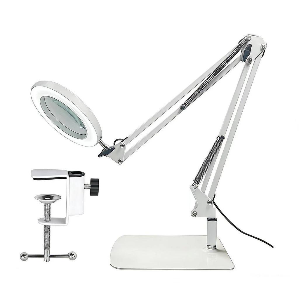 LED Long Arm American Style Folding Magnifier Desk Lamp for Welding and Repair with Eye Protection