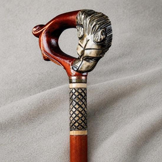 Artisan Carved Face Walking Cane, 93.98 cm Handmade Wooden Walking Stick, Unique Gentleman Cane, Collectible Gift