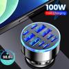 10 Ports Car Charger PD QC3.0 Fast Charging USB C Car Phone Charger 4 USB + 6 Type-c Power Adapter In Car For iPhone Samsung Huawei Xiaomi
