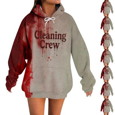 Женский повседневный модный худи с длинным рукавом и принтом на Хэллоуин