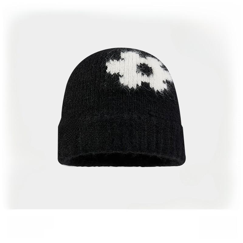 Knit Hat For Women With Colorblock Pattern Warm Windproof Winter Accessories