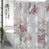 Modern Floral Embossed Shower Curtain, Bathroom Decorative Shower Curtain, Waterproof Shower Curtain with Hook
