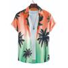 Tropical Coconut Tree Pattern Men's Short Sleeve Button Down Lapel Shirt For Summer Resort Holiday Hawaiian Style Oversized Tops