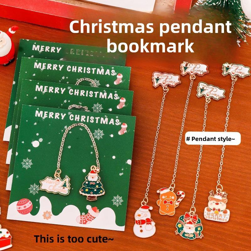 Christmas Metal Pendants, Bookmarks, Cute Christmas Pendants for Students, Book Holders, Christmas Stationery Small Gifts