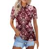 Женская модная повседневная рубашка с отворотом и коротким рукавом с принтом, женские топы на пуговицах