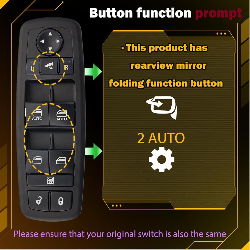 ZAPSOTS Master Power Window Switch.3+9 P Metal.Fits For 2012-2015 Chrysler Town Country,12-15 Dodge Grand Caravan,13-15 Ram 1500 2500.Front Left