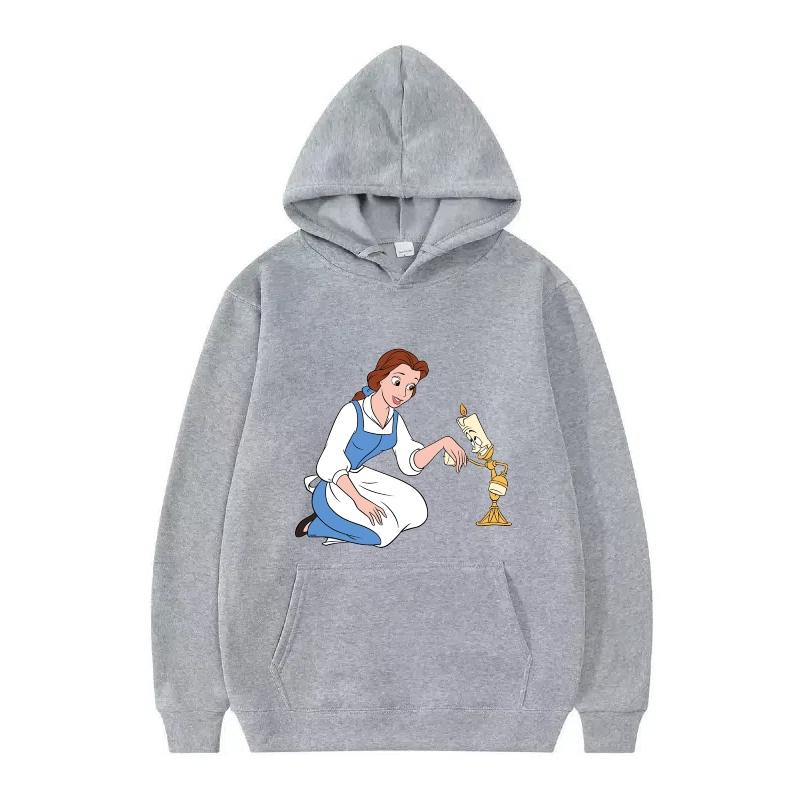 Disney Beauty And The Beast Princess Pattern Woman Loose Black Autumn Tops Clothes Pullovers Ladies Cheap Y2k Hoodies Men Sporty